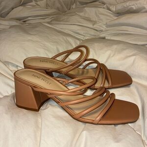 NWOT Nine West Tan Strappy Block Heel Sandals